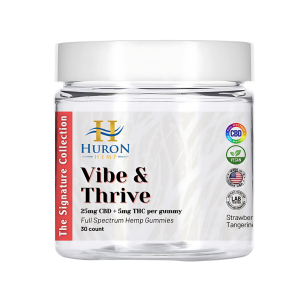 Huron Hemp - Gummies - Vibe & Thrive - 5:1 FSO - Strawberry & Tangerine 30ct