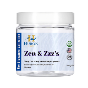 Huron Hemp - Gummies - Zen & Zzz’s 30mg CBD + 5mg Melatonin - BSO - Berry 30ct