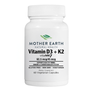 Mother Earth Natural Health - Vitamin D3+K2 62.5mcg/45mcg 60ct